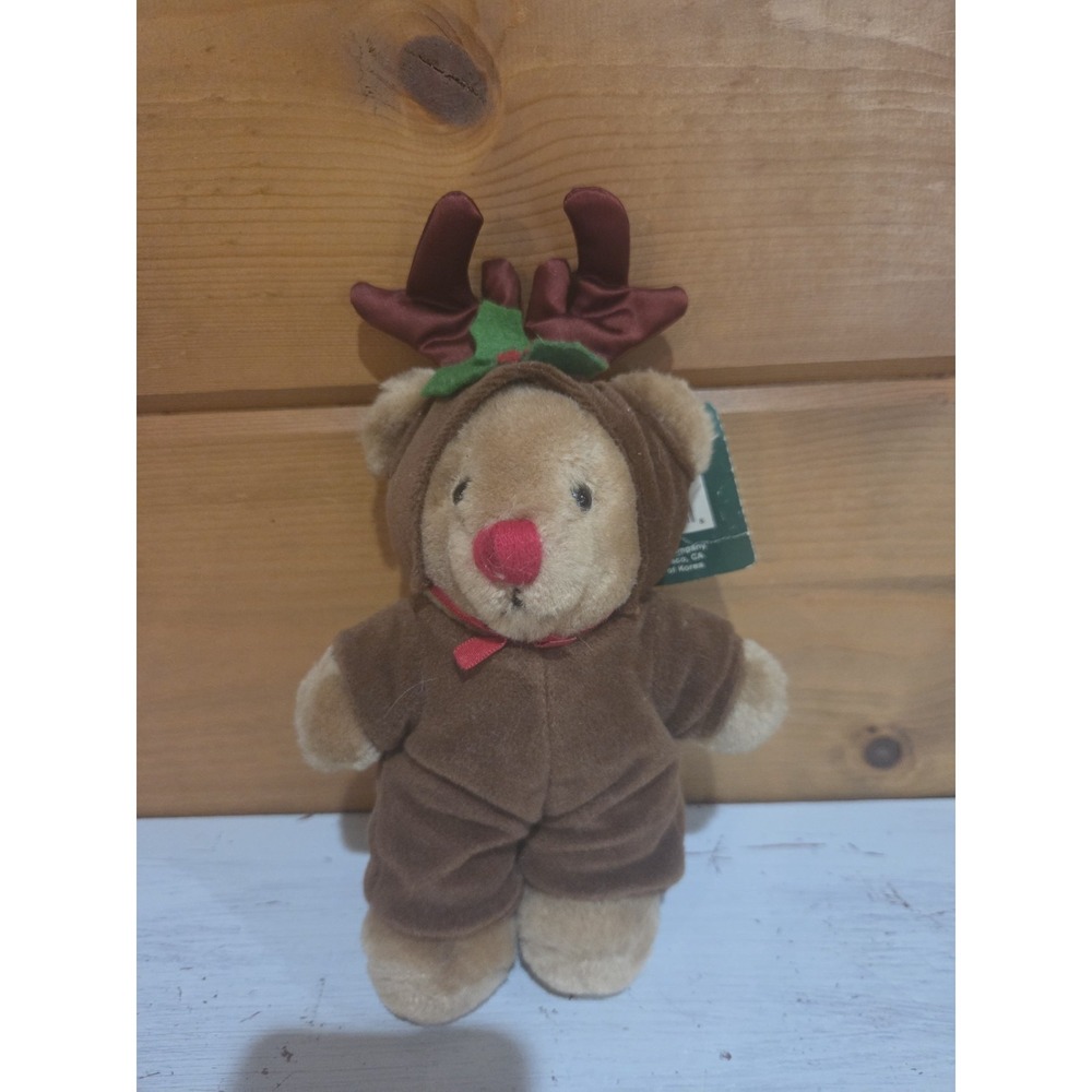 Dakin Reinbear Plush‎ Christmas Brown Teddy Bear Vintage 1986 Rudolph 9" F42